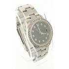 Rolex Oyster Perpetual Date Stainless Steel Black Diamond Dial 34mm Automatic Watch